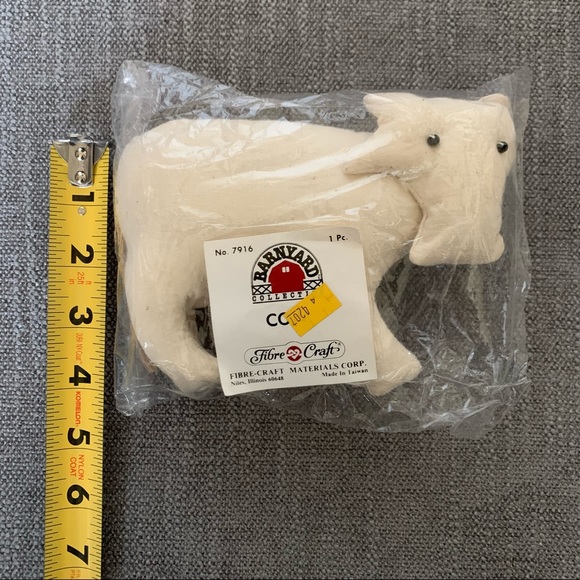 2 Vintage Fibre Craft Barnyard Animals Cow & Goose Cloth Stuffed Farm Animal 80s - Picture 8 of 16